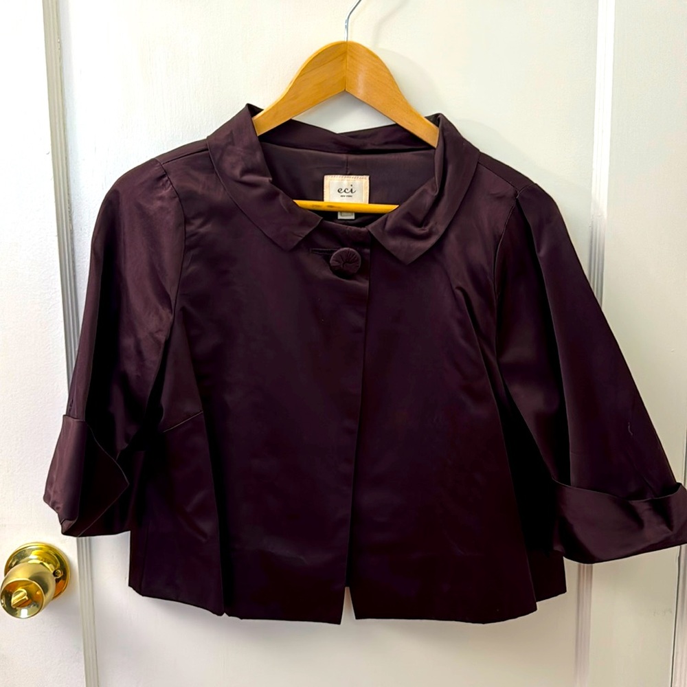 Eci New York Silk Purple Jacket - Size 2